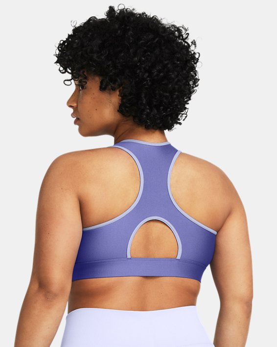 Women's HeatGear® Mid Padless Sports Bra, Purple, pdpMainDesktop image number 4
